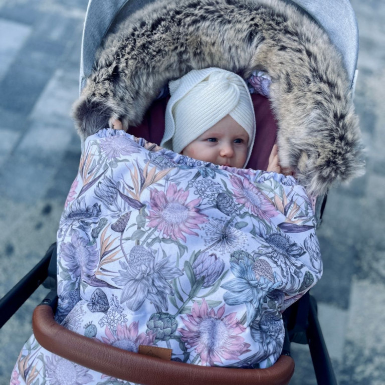 NOWY Śpiworek Zimowy z futrem Sepia Rose Vintage Meadow Velvet L/XL (1-3 lat)