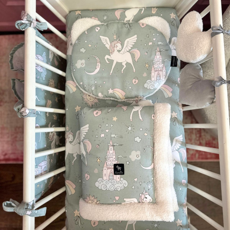 Zestaw Kocyk Baranek 60x70cm + Poduszka Miś Snow Fairyland