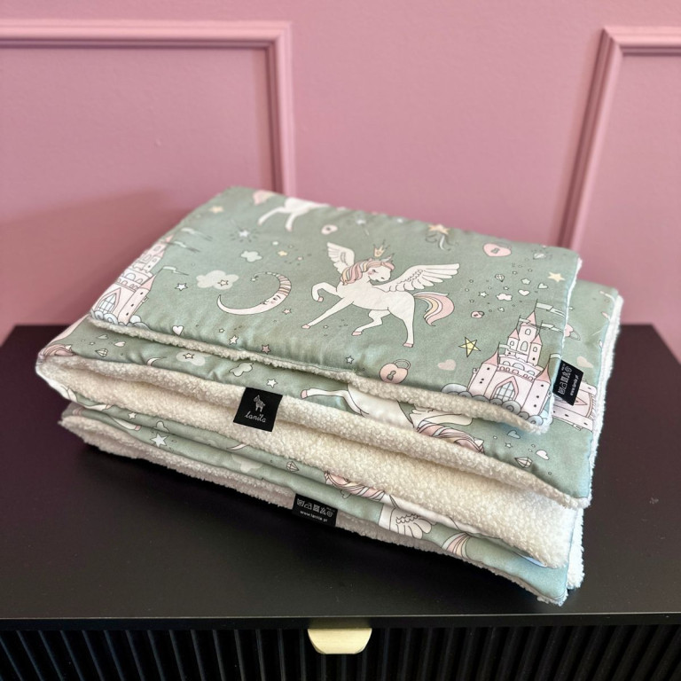 Zestaw Kocyk Baranek 75x100cm + Poduszka 25x40cm Baranek Snow Fairyland