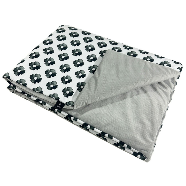 Preschooler Blanket 100x130cm Silver Mono Bloom - Velvet