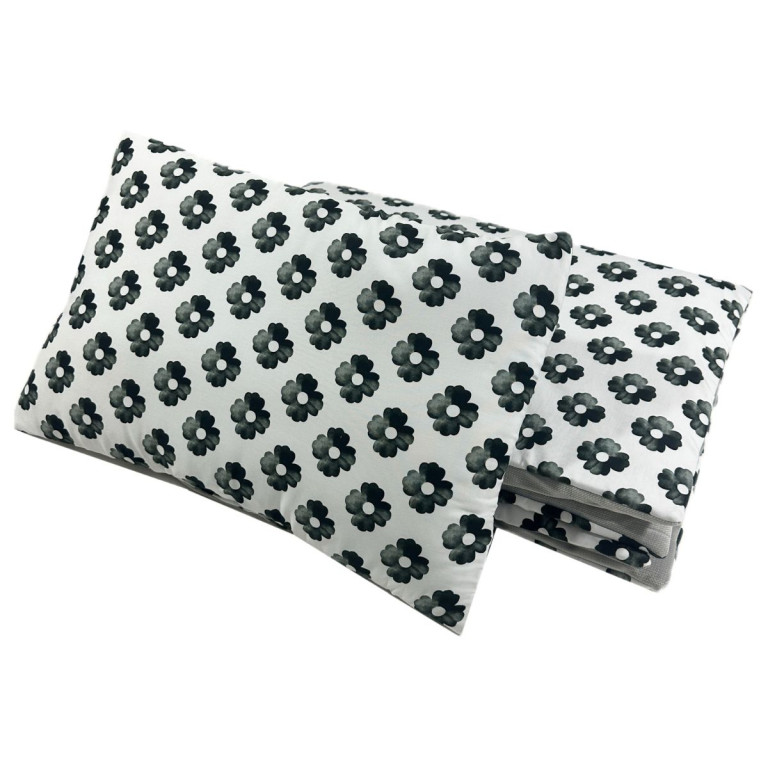 Zestaw Kocyk Velvet 100x130cm + Poduszka 40x60cm Velvet Silver Mono Bloom