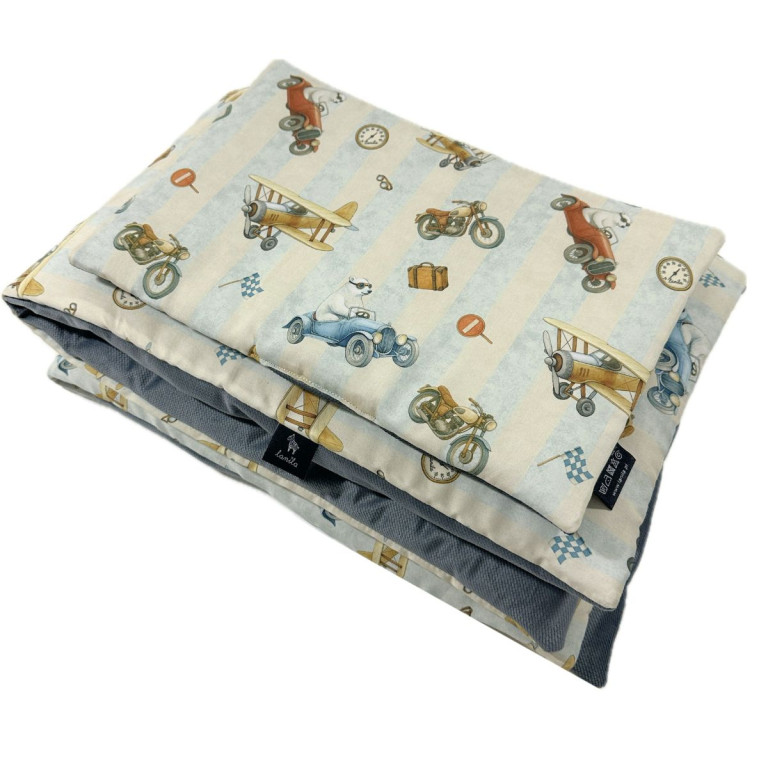 Zestaw Kocyk Velvet 75x100cm + Poduszka 25x40cm Velvet Dark Grey Retro Ride