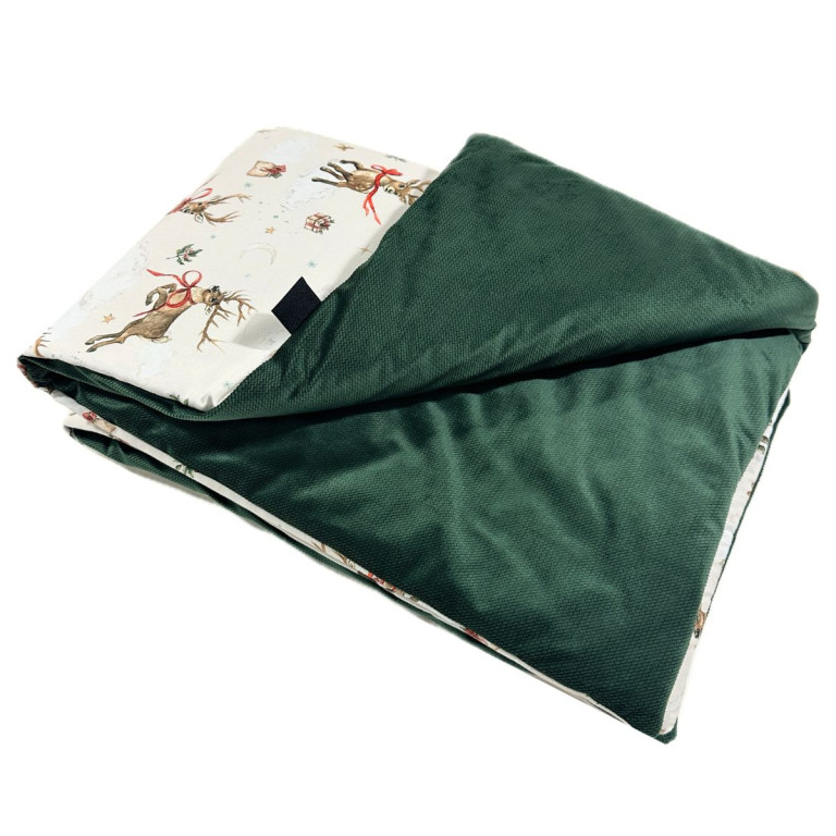 Preschooler Blanket 100x130cm Bottle Green Winter Wishes - Velvet