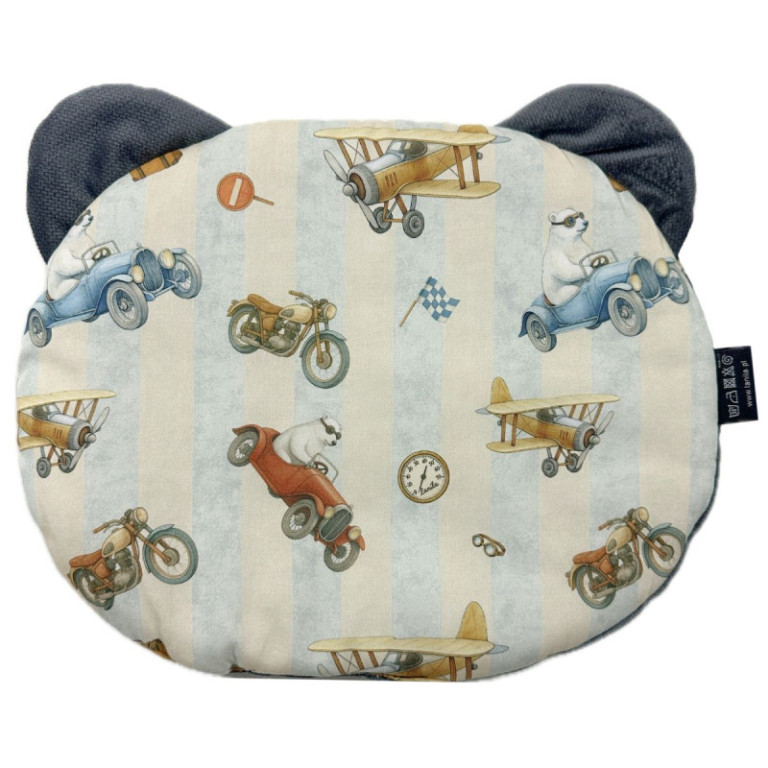 Baby Set Newborn Blanket Velvet 60x70cm + Teddy Pillow Dark Grey Retro Ride