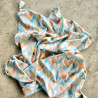 Cotton Swaddle with Mint fringes Pastel Amour 100x120cm