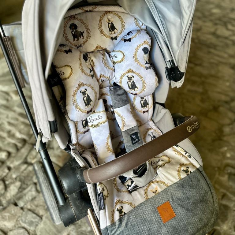 NEW Baby Set Pad + Pillow + Cover + Strap Dark Grey Lord Dog - Velvet