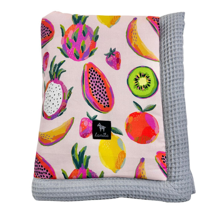 Kocyk Wafel 60x70cm Dove Grey Fruit Fiesta