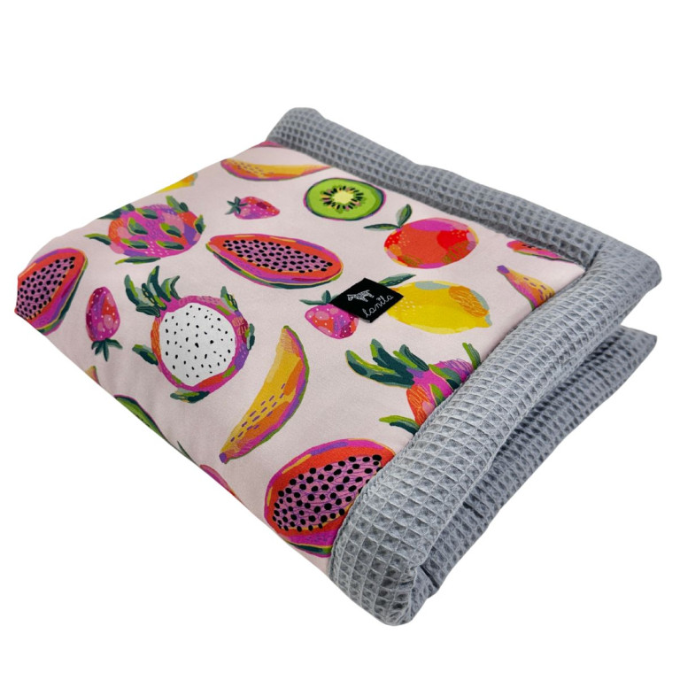 Kocyk Wafel 60x70cm Dove Grey Fruit Fiesta