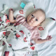 Bamboo Swaddle 75x100cm with fringes Mint I Love Strawberry