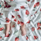 Bamboo Swaddle 75x100cm with fringes Mint I Love Strawberry