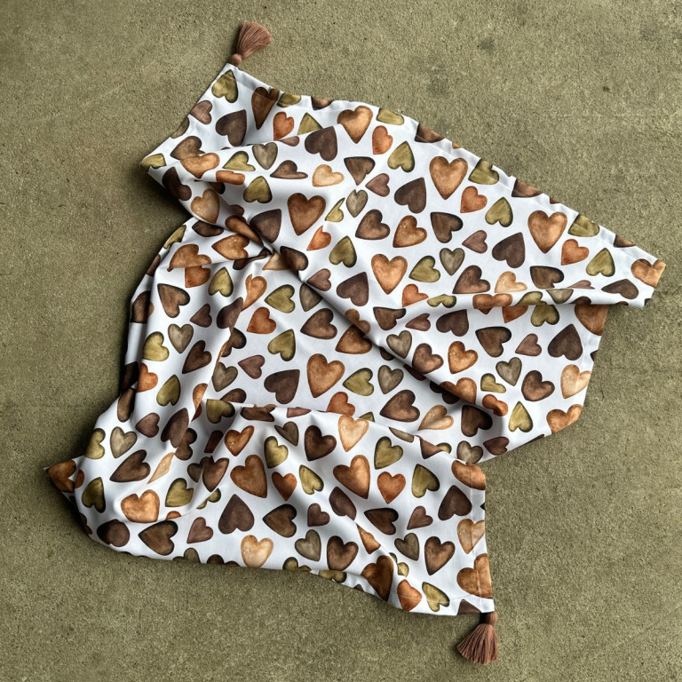 Cotton Swaddle with fringes Chocolate Pralines 100x120cm