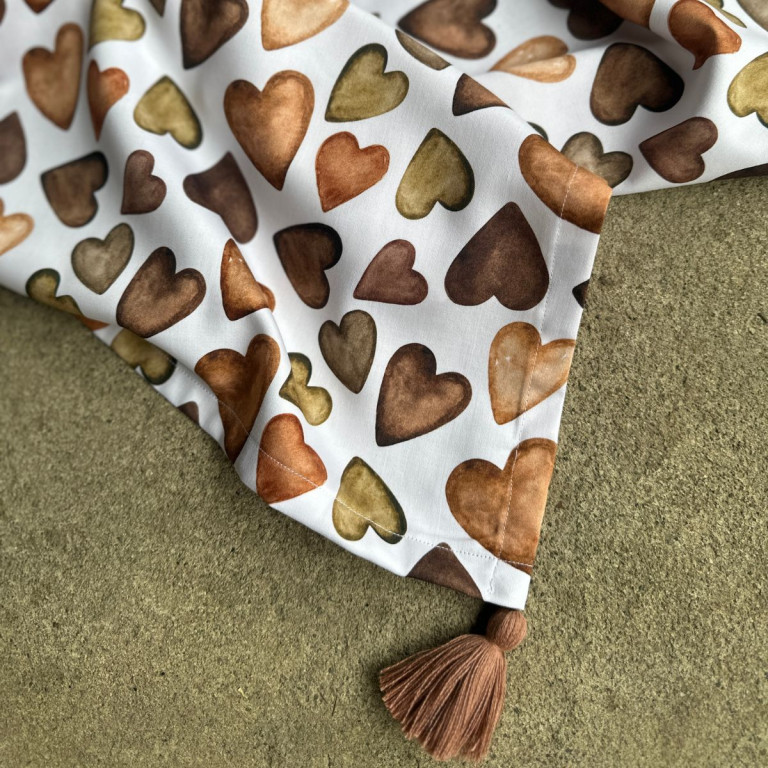 Cotton Swaddle with fringes Chocolate Pralines 100x120cm