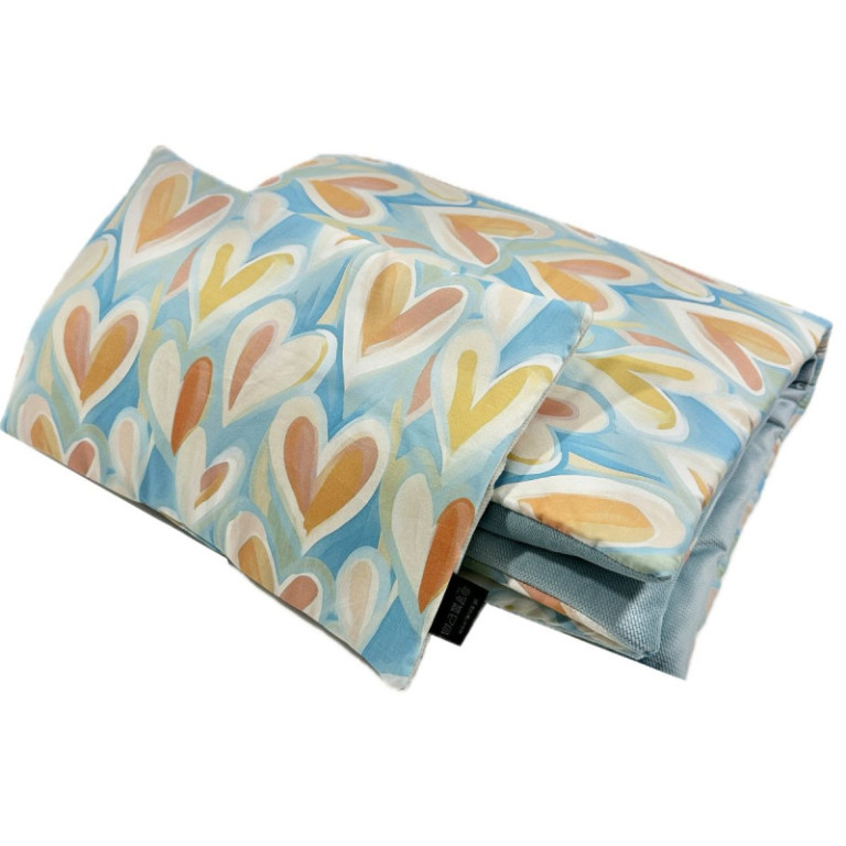 Zestaw Kocyk Velvet 100x130cm + Poduszka 40x60cm Velvet Mint Pastel Amour