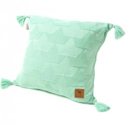 Second Type (no. 303) - Knitted Pillow Cover 40x40cm Mint Paper Boats