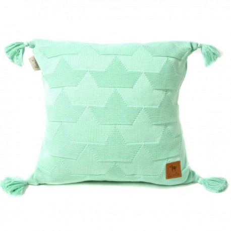 Poduszka dzianinowa Mint Paper Boats
